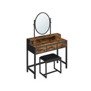 Cosmetische tafel met ovale spiegel en open vak
