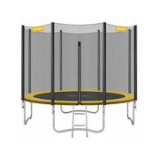 Trampoline met met veiligheidsnet beklede stangen