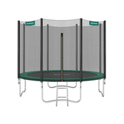 Trampoline met met veiligheidsnet beklede stangen