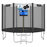 Trampoline met met veiligheidsnet beklede stangen