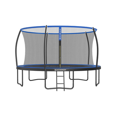 ronde tuintrampoline met ladder en gevoerde stangen | Kymiko