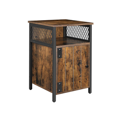 Bijzettafel vintage bruin-zwart – vooraanzicht