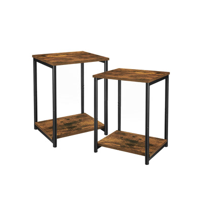 Bijzettafels vintage bruin-zwart | Kymiko