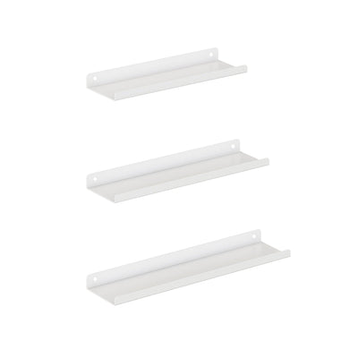 Wandplanken van metalen fotolijsten wit – vooraanzicht – wit