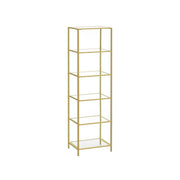 Smalle glasplank met stalen frame
