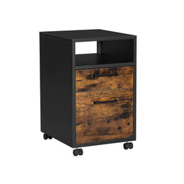 Verrijdbare archiefkast vintage bruin-zwart | Kymiko